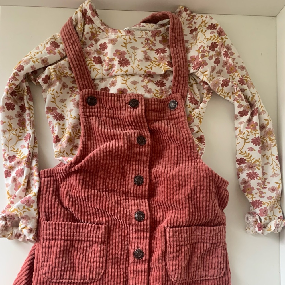 Max Studio Kids Floral Top and Corduroy Dress Set